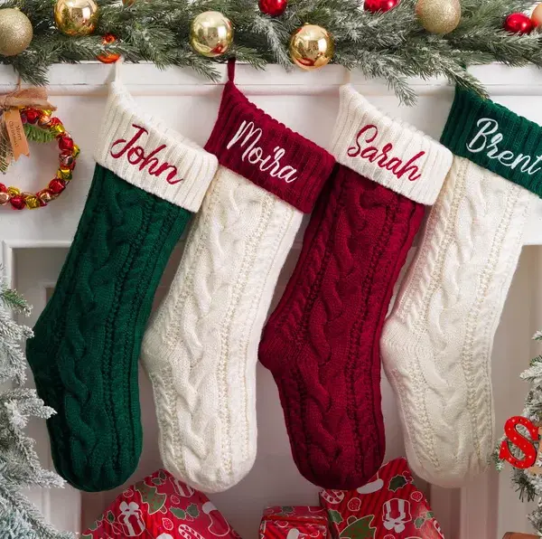 Alternative view of Embroidered Christmas Stocking, Knitted Family Stockings, Personalized Xmas Stocking with Name, Holiday Gifts